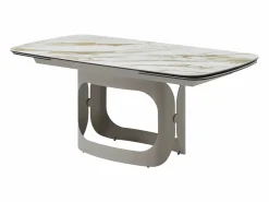 Mesa de comedor extensible 6 a 10 personas en cerámica, cristal templado y metal topo - Efecto mármol - DAVULO de Maison Céphy^Vente-unique New
