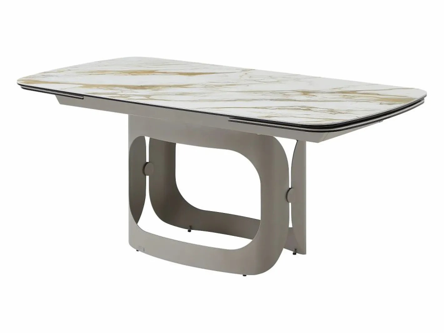 Mesa de comedor extensible 6 a 10 personas en cerámica, cristal templado y metal topo - Efecto mármol - DAVULO de Maison Céphy^Vente-unique New