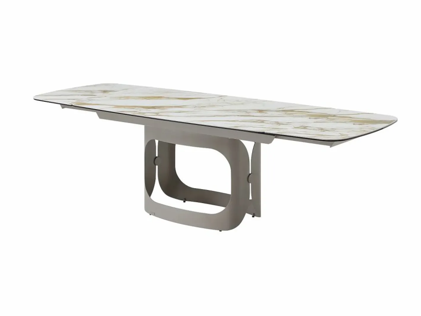 Mesa de comedor extensible 6 a 10 personas en cerámica, cristal templado y metal topo - Efecto mármol - DAVULO de Maison Céphy^Vente-unique New
