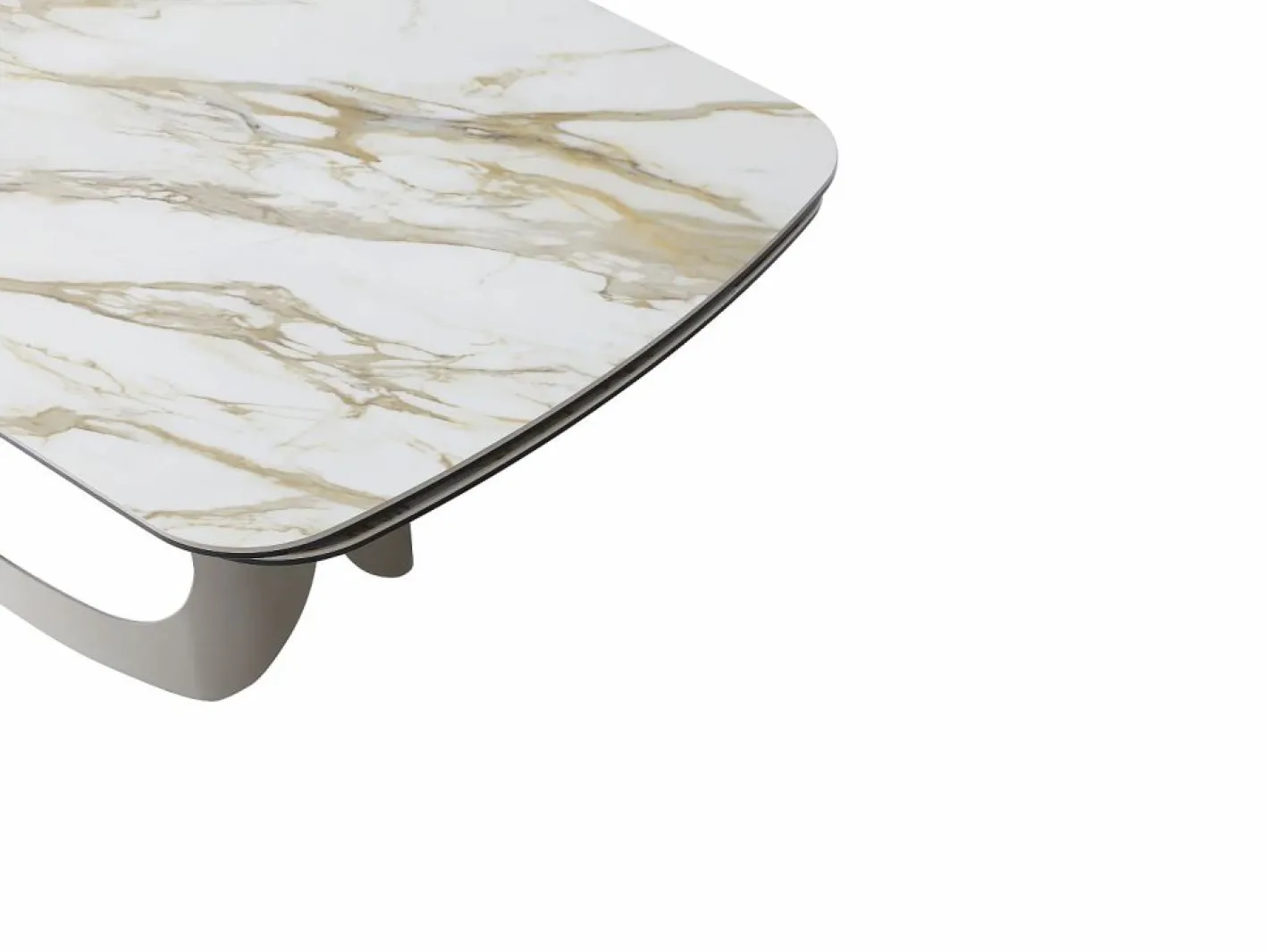 Mesa de comedor extensible 6 a 10 personas en cerámica, cristal templado y metal topo - Efecto mármol - DAVULO de Maison Céphy^Vente-unique New