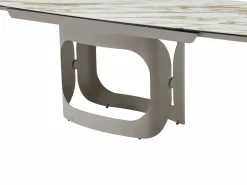 Mesa de comedor extensible 6 a 10 personas en cerámica, cristal templado y metal topo - Efecto mármol - DAVULO de Maison Céphy^Vente-unique New