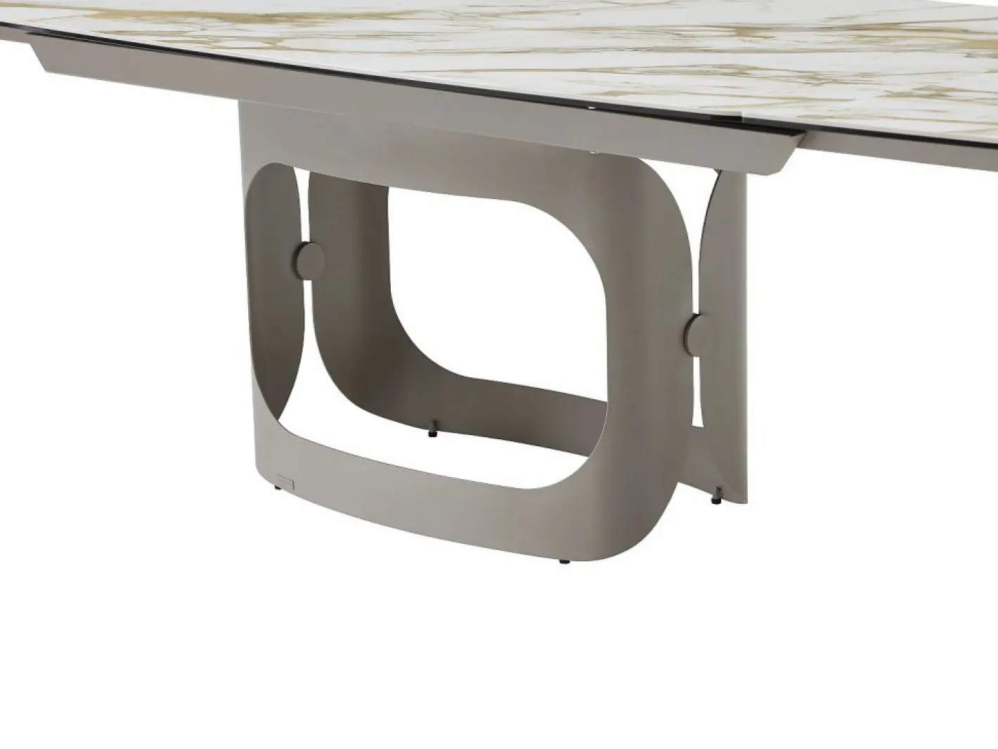 Mesa de comedor extensible 6 a 10 personas en cerámica, cristal templado y metal topo - Efecto mármol - DAVULO de Maison Céphy^Vente-unique New