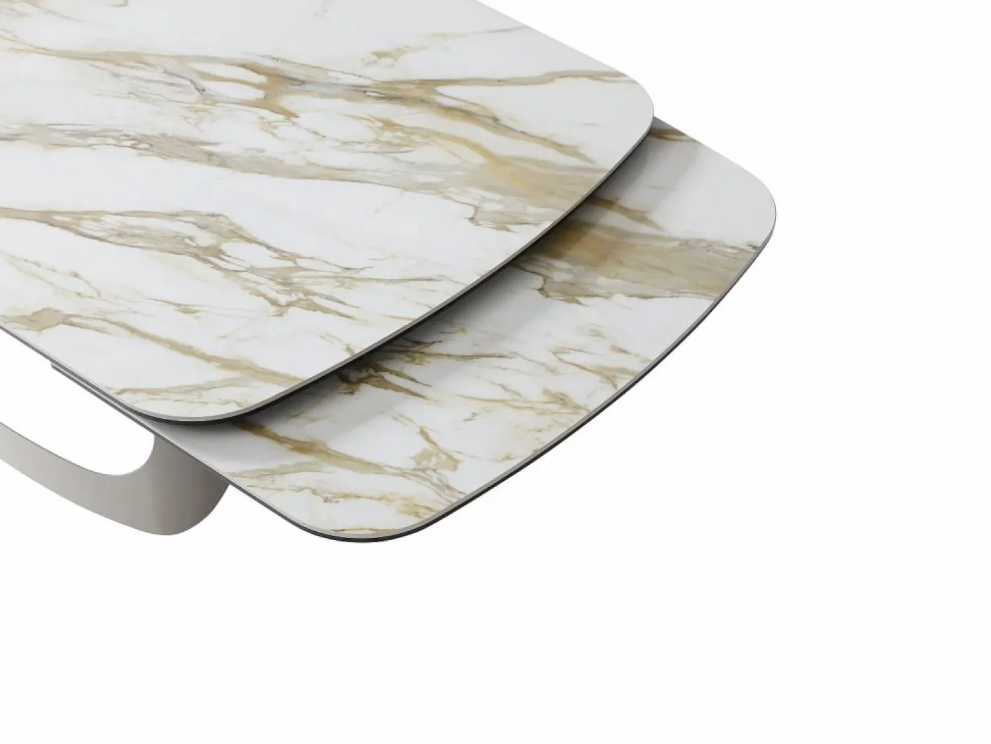 Mesa de comedor extensible 6 a 10 personas en cerámica, cristal templado y metal topo - Efecto mármol - DAVULO de Maison Céphy^Vente-unique New