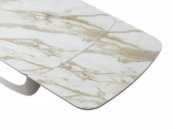 Mesa de comedor extensible 6 a 10 personas en cerámica, cristal templado y metal topo - Efecto mármol - DAVULO de Maison Céphy^Vente-unique New