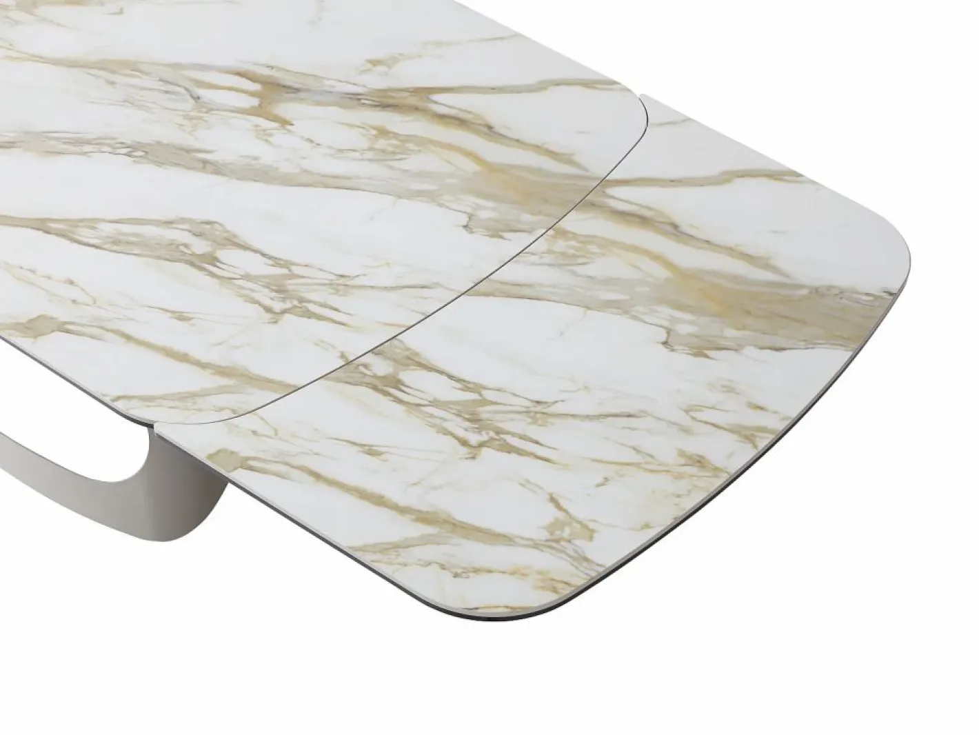 Mesa de comedor extensible 6 a 10 personas en cerámica, cristal templado y metal topo - Efecto mármol - DAVULO de Maison Céphy^Vente-unique New