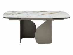 Vente-unique Mesa Extensible|Mesa De Comedor|Mesa de comedor extensible para 6 a 10 personas en cerámica, cristal templado y metal topo - Efecto mármol - CAMUVO de Maison Céphy