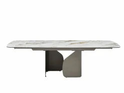 Vente-unique Mesa Extensible|Mesa De Comedor|Mesa de comedor extensible para 6 a 10 personas en cerámica, cristal templado y metal topo - Efecto mármol - CAMUVO de Maison Céphy