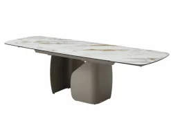Vente-unique Mesa Extensible|Mesa De Comedor|Mesa de comedor extensible para 6 a 10 personas en cerámica, cristal templado y metal topo - Efecto mármol - CAMUVO de Maison Céphy