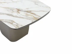 Vente-unique Mesa Extensible|Mesa De Comedor|Mesa de comedor extensible para 6 a 10 personas en cerámica, cristal templado y metal topo - Efecto mármol - CAMUVO de Maison Céphy