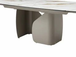 Vente-unique Mesa Extensible|Mesa De Comedor|Mesa de comedor extensible para 6 a 10 personas en cerámica, cristal templado y metal topo - Efecto mármol - CAMUVO de Maison Céphy