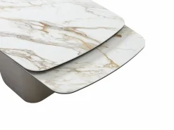 Vente-unique Mesa Extensible|Mesa De Comedor|Mesa de comedor extensible para 6 a 10 personas en cerámica, cristal templado y metal topo - Efecto mármol - CAMUVO de Maison Céphy
