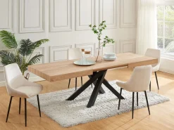 Vente-unique Mesa de comedor extensible 6 a 10 comensales de MDF - Natural y negro - CATONAV Color natural claro Clearance