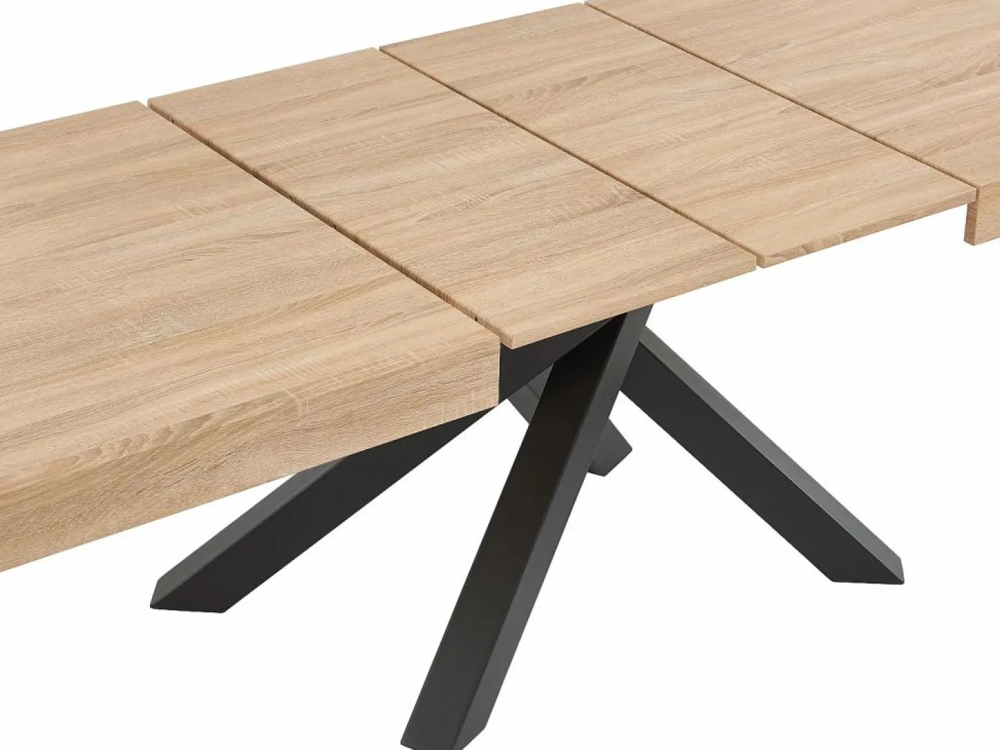 Vente-unique Mesa de comedor extensible 6 a 10 comensales de MDF - Natural y negro - CATONAV Color natural claro Clearance