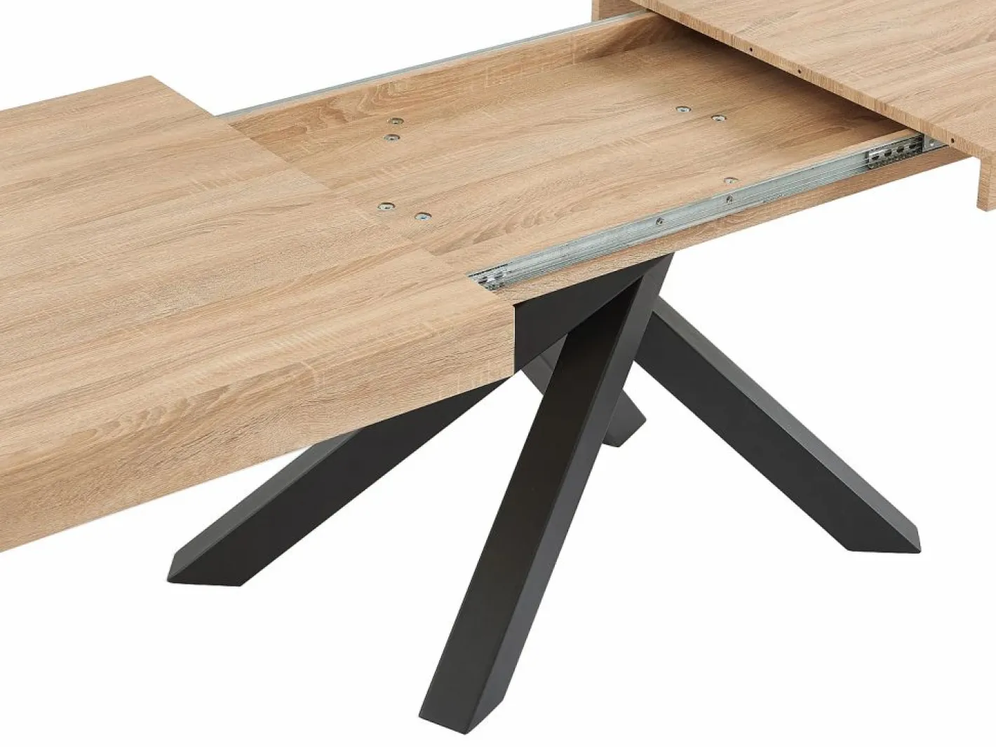 Vente-unique Mesa de comedor extensible 6 a 10 comensales de MDF - Natural y negro - CATONAV Color natural claro Clearance