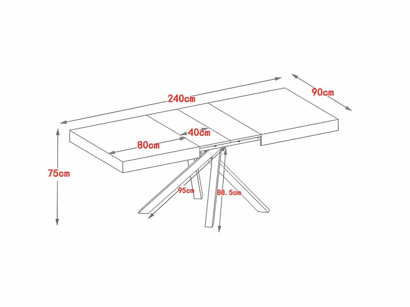 Vente-unique Mesa de comedor extensible 6 a 10 comensales de MDF - Natural y negro - CATONAV Color natural claro Clearance