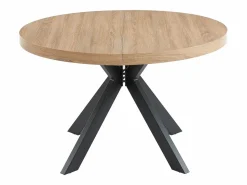 Vente-unique Mesa Extensible|Mesa De Comedor|Mesa de comedor extensible 4 a 8 comensales de MDF y acero - Natural y negro - KOMONI