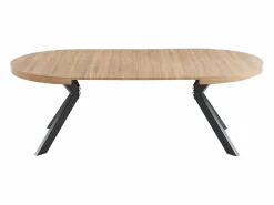 Vente-unique Mesa Extensible|Mesa De Comedor|Mesa de comedor extensible 4 a 8 comensales de MDF y acero - Natural y negro - KOMONI