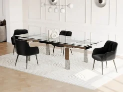 Mesa de comedor extensible LUBANA - Cristal templado, metal^Vente-unique Clearance
