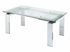 Mesa de comedor extensible LUBANA - Cristal templado, metal^Vente-unique Clearance