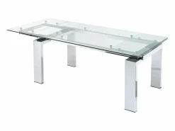 Mesa de comedor extensible LUBANA - Cristal templado, metal^Vente-unique Clearance