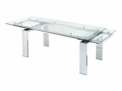 Mesa de comedor extensible LUBANA - Cristal templado, metal^Vente-unique Clearance