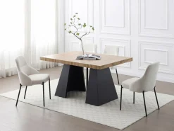 Vente-unique Mesa de comedor extensible de 4 a 10 personas en MDF y metal - Natural y Negro - EMELIA Color natural claro Best