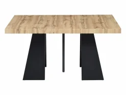Vente-unique Mesa de comedor extensible de 4 a 10 personas en MDF y metal - Natural y Negro - EMELIA Color natural claro Best