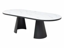 Vente-unique Mesa Extensible|Mesa De Comedor|Mesa de comedor extensible para 6 a 10 personas en MDF - Efecto Mármol Blanco y Negro - KORIZEA