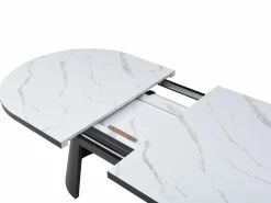 Vente-unique Mesa Extensible|Mesa De Comedor|Mesa de comedor extensible para 6 a 10 personas en MDF - Efecto Mármol Blanco y Negro - KORIZEA