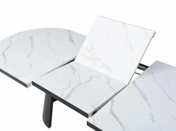 Vente-unique Mesa Extensible|Mesa De Comedor|Mesa de comedor extensible para 6 a 10 personas en MDF - Efecto Mármol Blanco y Negro - KORIZEA