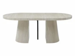 Vente-unique Mesa de comedor extensible para 6 a +12 personas en MDF - Efecto travertino - CLOEVA Beige Online