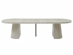 Vente-unique Mesa de comedor extensible para 6 a +12 personas en MDF - Efecto travertino - CLOEVA Beige Online