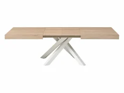 Vente-unique Mesa Extensible|Mesa De Comedor|Mesa de comedor extensible de 6 a 10 cubiertos en MDF y metal - Natural y blanco - CATONAV
