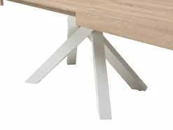 Vente-unique Mesa Extensible|Mesa De Comedor|Mesa de comedor extensible de 6 a 10 cubiertos en MDF y metal - Natural y blanco - CATONAV