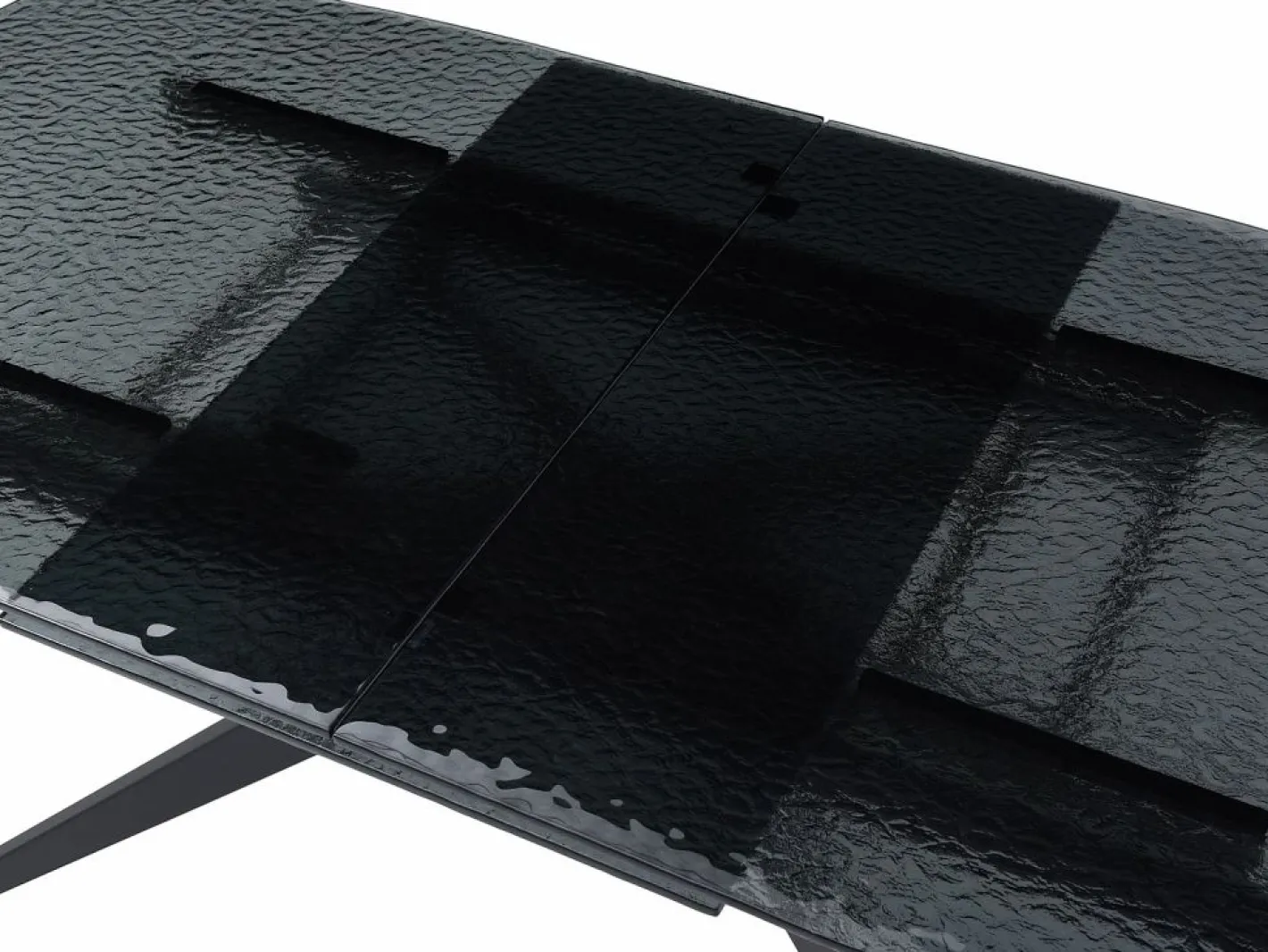 Mesa de comedor extensible en vidrio templado burbujeado y metal - - LEGRIO de^Maison Céphy Discount