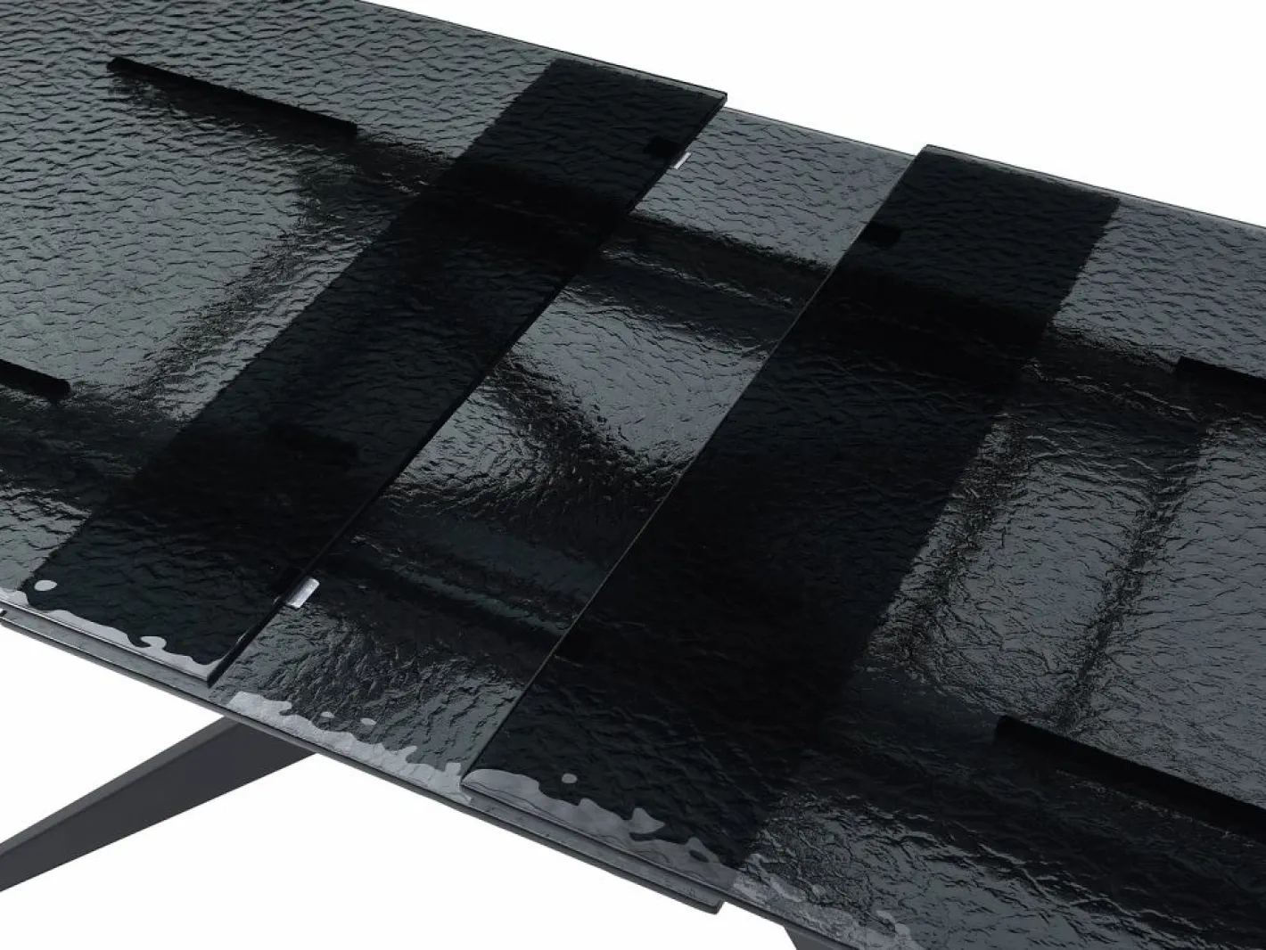 Mesa de comedor extensible en vidrio templado burbujeado y metal - - LEGRIO de^Maison Céphy Discount