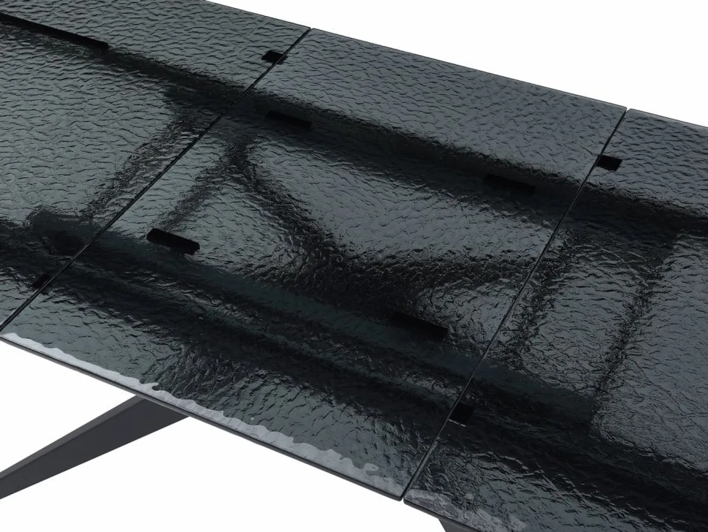 Mesa de comedor extensible en vidrio templado burbujeado y metal - - LEGRIO de^Maison Céphy Discount