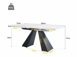 Merax Mesa Extensible|Mesa de comedor extensible - 99-159 x 74 x 77 cm - Tablero efecto mármol - MDF y metal - + negro