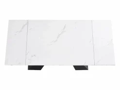 Merax Mesa Extensible|Mesa de comedor extensible - 99-159 x 74 x 77 cm - Tablero efecto mármol - MDF y metal - + negro