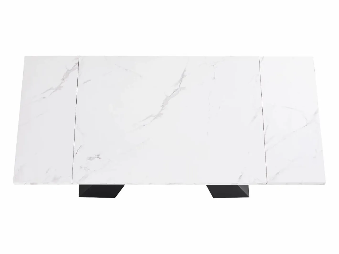 Merax Mesa Extensible|Mesa de comedor extensible - 99-159 x 74 x 77 cm - Tablero efecto mármol - MDF y metal - + negro
