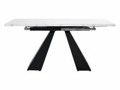 Merax Mesa Extensible|Mesa de comedor extensible - 99-159 x 74 x 77 cm - Tablero efecto mármol - MDF y metal - + negro