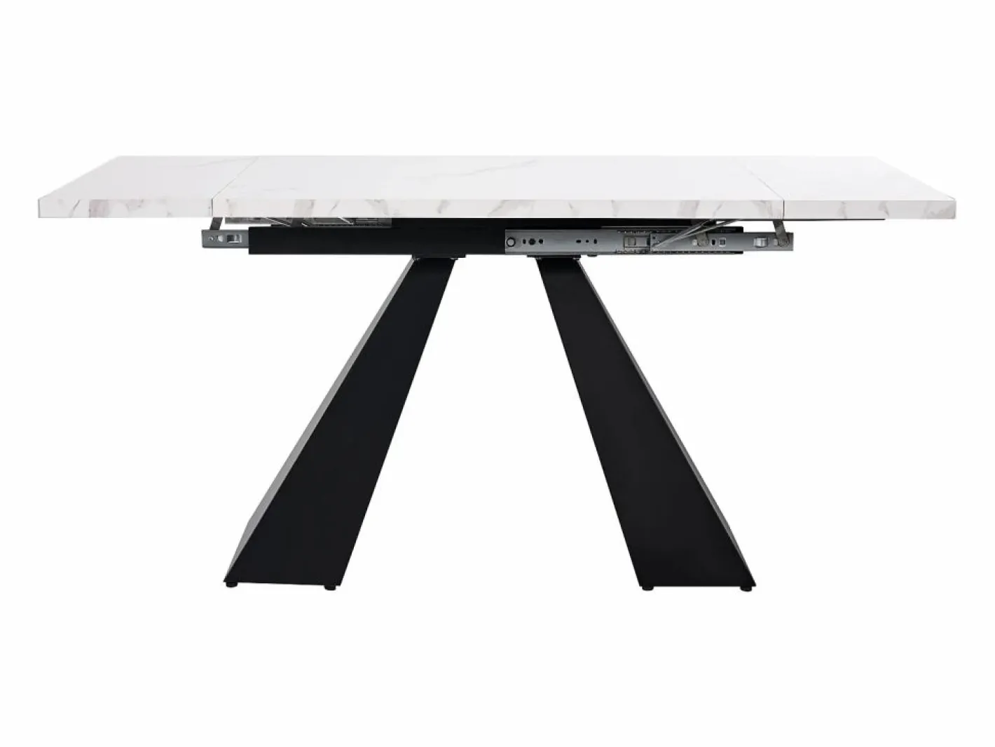 Merax Mesa Extensible|Mesa de comedor extensible - 99-159 x 74 x 77 cm - Tablero efecto mármol - MDF y metal - + negro