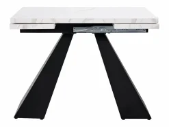 Merax Mesa Extensible|Mesa de comedor extensible - 99-159 x 74 x 77 cm - Tablero efecto mármol - MDF y metal - + negro
