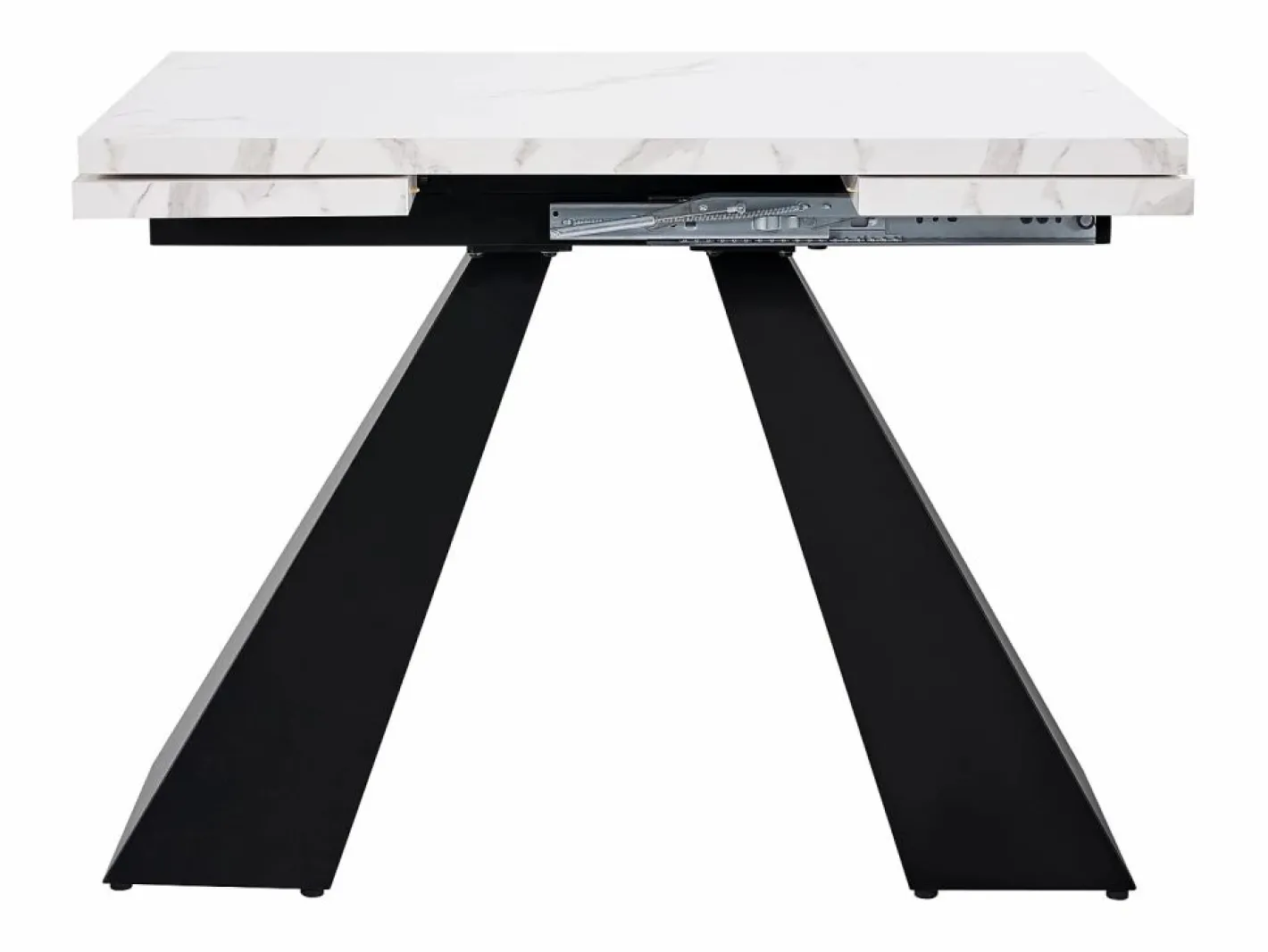 Merax Mesa Extensible|Mesa de comedor extensible - 99-159 x 74 x 77 cm - Tablero efecto mármol - MDF y metal - + negro