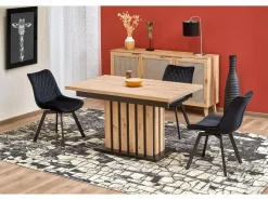 MSO Mesa de comedor extensible roble y negro 130cm Celso Color natural claro Best