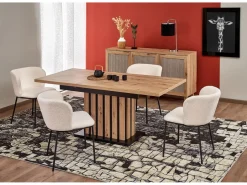 MSO Mesa de comedor extensible roble y negro 130cm Celso Color natural claro Best