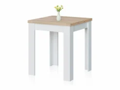 duehome Mesa de comedor extensible Giro Blanco Artik (Blanco Mate) - Roble Canadian Color natural claro / Blanco Online