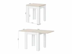 duehome Mesa de comedor extensible Giro Blanco Artik (Blanco Mate) - Roble Canadian Color natural claro / Blanco Online