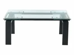 Mesa de comedor extensible LUBANA - Cristal templado, metal - negro^Vente-unique Online