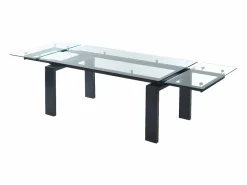 Mesa de comedor extensible LUBANA - Cristal templado, metal - negro^Vente-unique Online